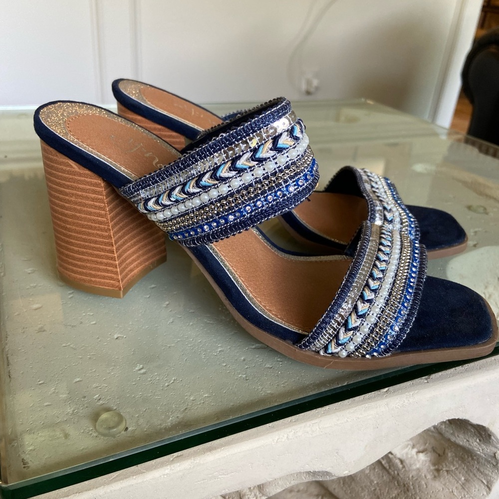 Blue beaded sandals